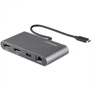 StarTech.com Dual-Monitor Thunderbolt Mini Dock, 4K 60Hz DisplayPort, Treiberloser Hub für Windows & Mac, Gigabit Ethernet, 1x USB-A (USB 5Gbps), 11in (28cm) Kabel