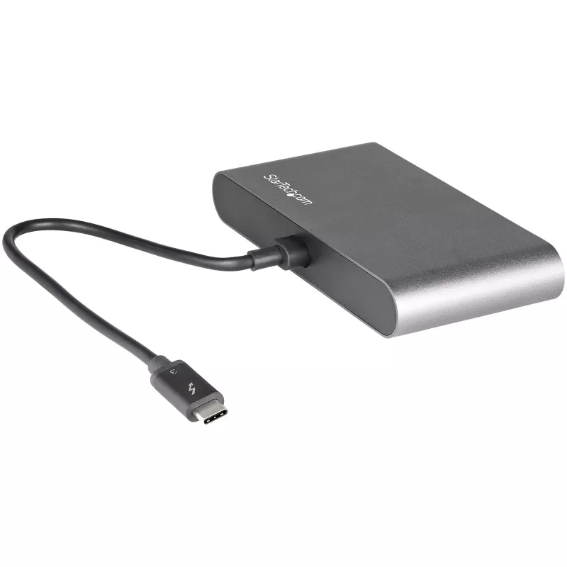 StarTech.com Dual-Monitor Thunderbolt Mini Dock, 4K 60Hz DisplayPort, Treiberloser Hub für Windows & Mac, Gigabit Ethernet, 1x USB-A (USB 5Gbps), 11in (28cm) Kabel