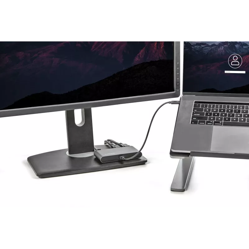 StarTech.com Dual-Monitor Thunderbolt Mini Dock, 4K 60Hz DisplayPort, Treiberloser Hub für Windows & Mac, Gigabit Ethernet, 1x USB-A (USB 5Gbps), 11in (28cm) Kabel