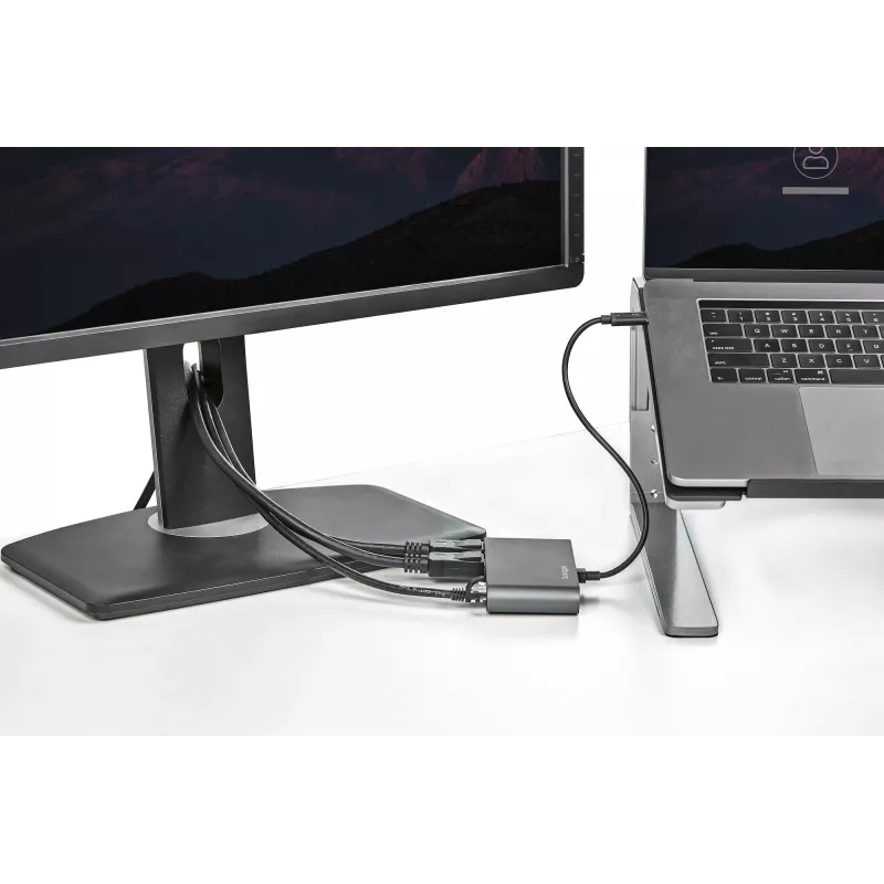 StarTech.com Dual-Monitor Thunderbolt Mini Dock, 4K 60Hz DisplayPort, Treiberloser Hub für Windows & Mac, Gigabit Ethernet, 1x USB-A (USB 5Gbps), 11in (28cm) Kabel