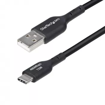 StarTech.com 3m USB-A auf USB-C Ladekabel, Laden & Synchronisieren, 3A, USB 2.0, TPE-Mantel – Schwarzes USB-Ladekabel
