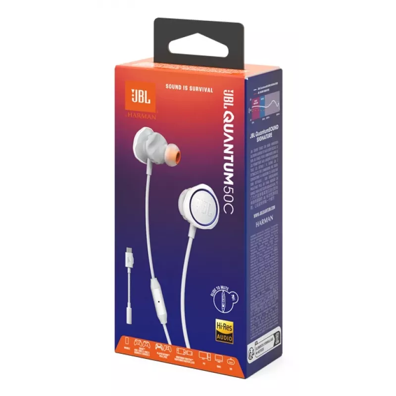 JBL Quantum 50C Headset Kabelgebunden In-Ear Gaming Weiß