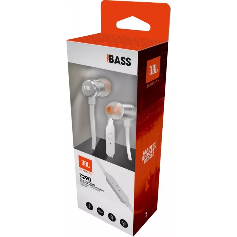 JBL T290 Headset Kabelgebunden In-Ear Anrufe/Musik Silber