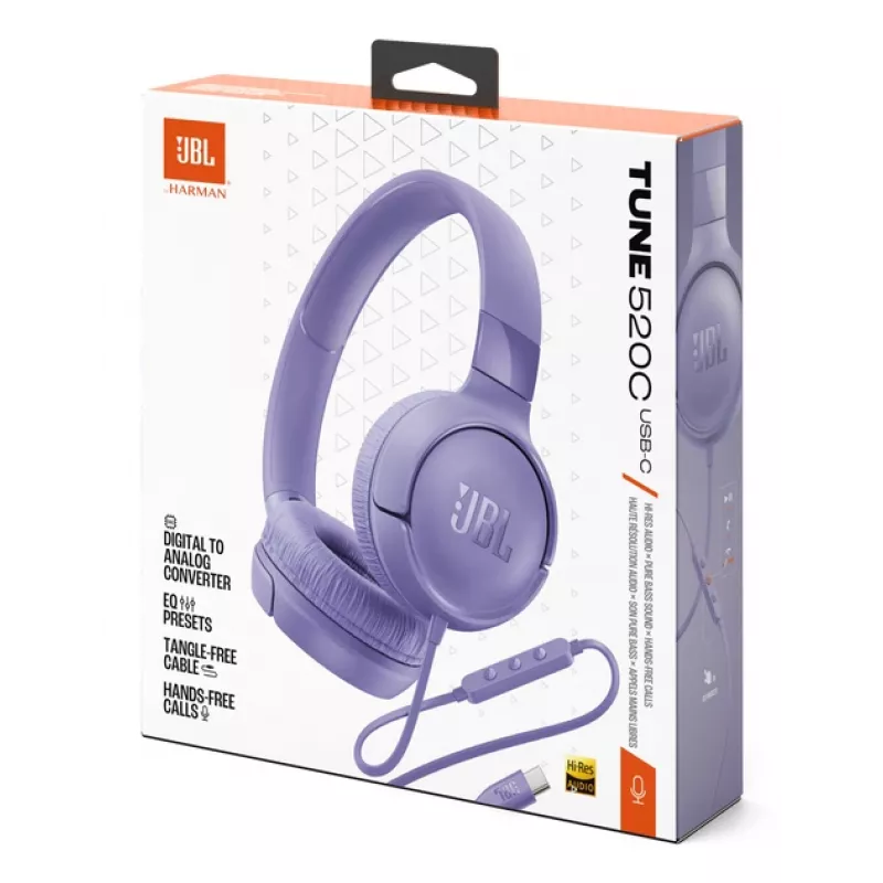 JBL Tune 520C USB-C Kopfhörer Kabelgebunden Kopfband Anrufe/Musik USB Typ-C Lila