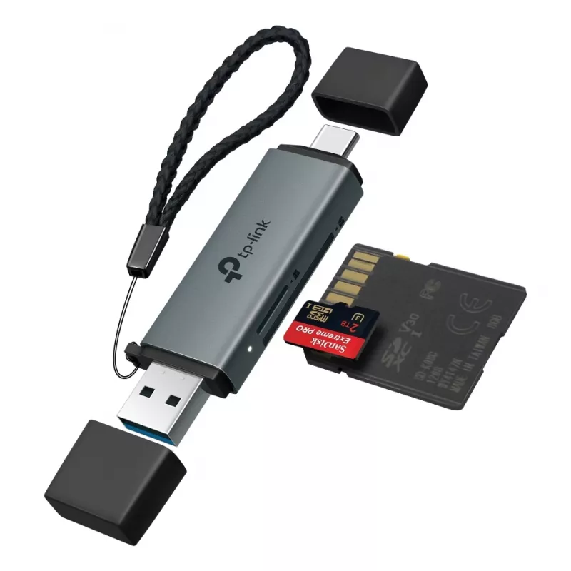 Kartenleser TP‑LINK UA430D USB 3.1 — MicroSD/SD-Unterstützung, 200 Mbit/s, Schwarz, 75×22,9×9,3 mm
