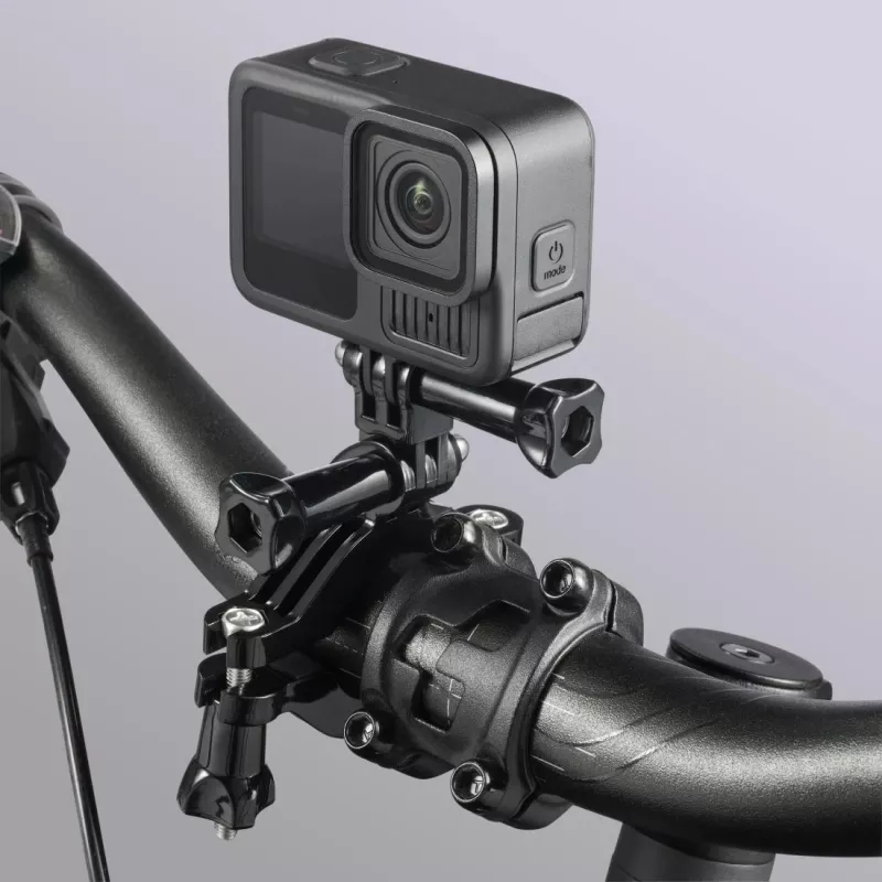 HAMA Passive Halterung für Action-Kamera — Groß, Schwarz, für Fahrräder und Outdoor (geeignet für Rohre 2,5–6,2 cm)