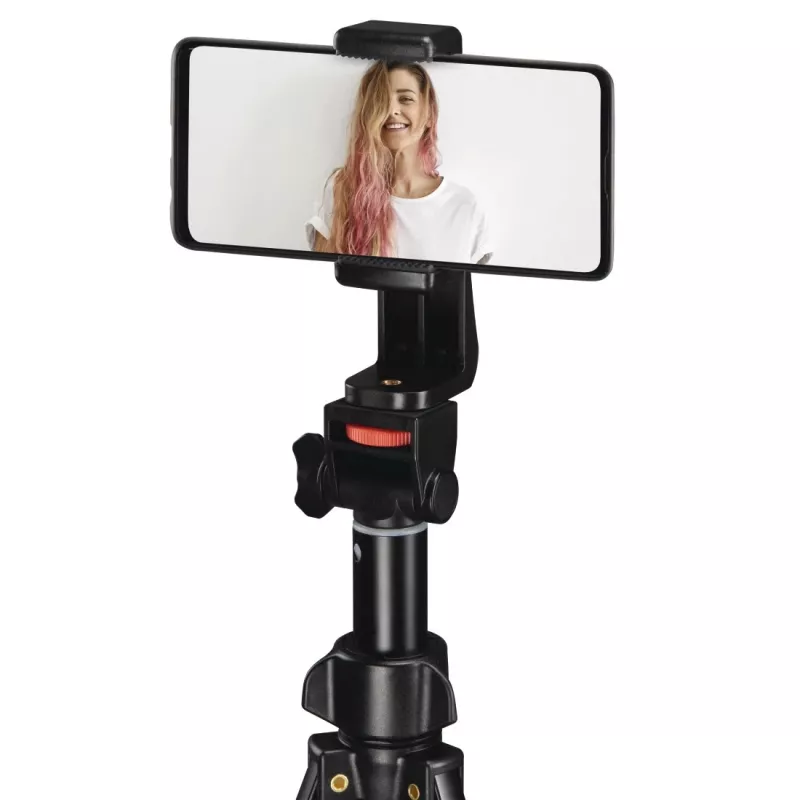 Stativ Hama Rotary Smartphone II für Smartphone und Digitalkamera, 3‑beinig, max. Traglast 1 kg, Höhe 41,5–150 cm, Schwarz