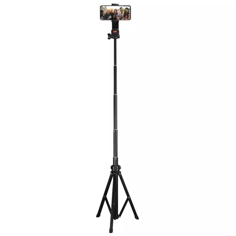 Stativ Hama Rotary Smartphone II für Smartphone und Digitalkamera, 3‑beinig, max. Traglast 1 kg, Höhe 41,5–150 cm, Schwarz
