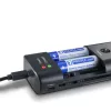 Akkuladegerät HAMA 00081390 für Digitalkamera-Akkus — USB, Li‑Ion und NiMH kompatibel, 5 V Eingang