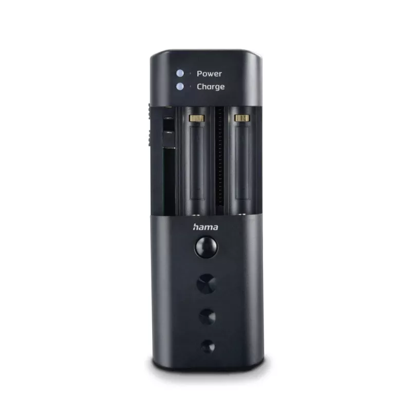 Akkuladegerät HAMA 00081390 für Digitalkamera-Akkus — USB, Li‑Ion und NiMH kompatibel, 5 V Eingang