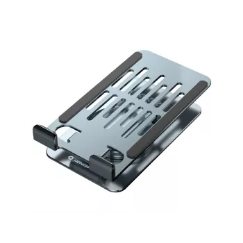 Faltbarer schwenkbarer Telefonständer CONCEPTRONIC THANA08G, 360° drehbare Basis, höhenverstellbar, Silber