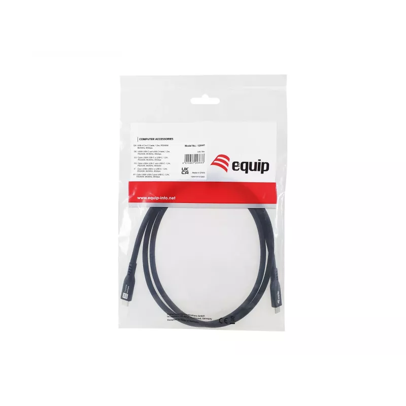 USB4 Gen 4x2 C‑auf‑C‑Kabel EQUIP 1,2 m, 80 Gbit/s, PD240W, 8K@60Hz, Schwarz