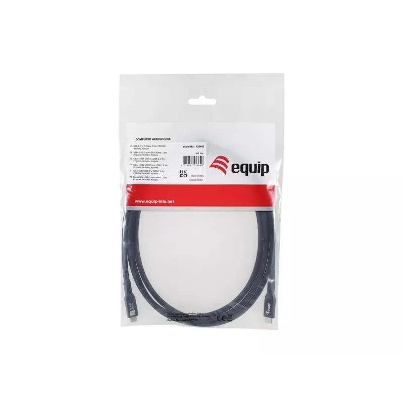 USB4 Gen4x2 C‑zu‑C Kabel EQUIP 2 m, 80 Gbit/s, PD 240 W, 8K@60Hz, Schwarz