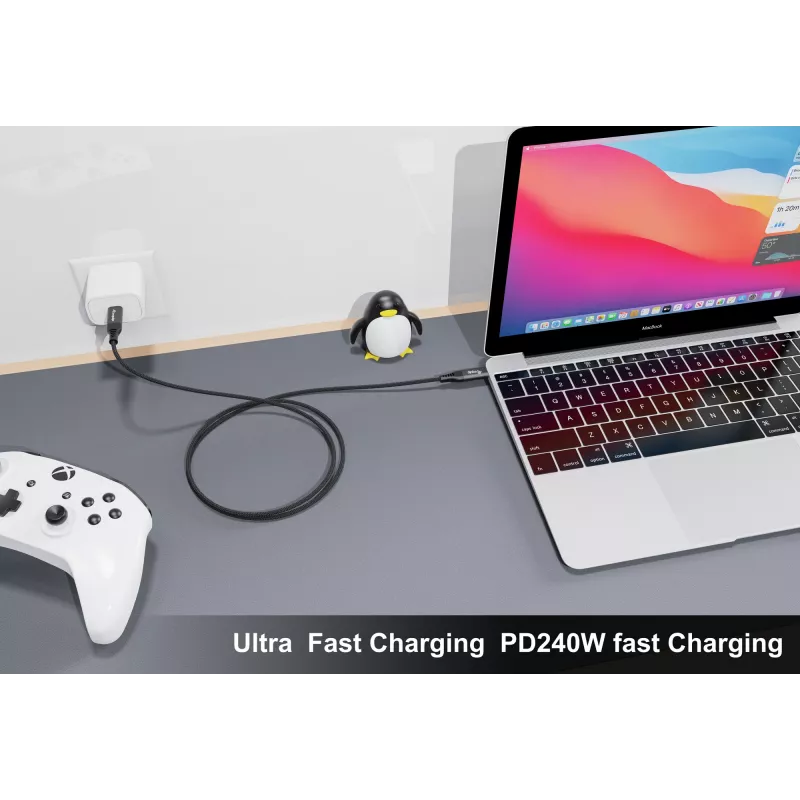 USB4 Gen4x2 C‑zu‑C Kabel EQUIP 2 m, 80 Gbit/s, PD 240 W, 8K@60Hz, Schwarz