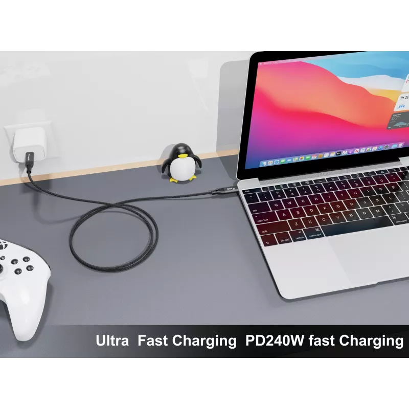 Equip USB 4 Ultra schlank C-zu-C-Kabel, 1,2 m, PD240W, 4K/60Hz, 40 Gbps, Schwarz