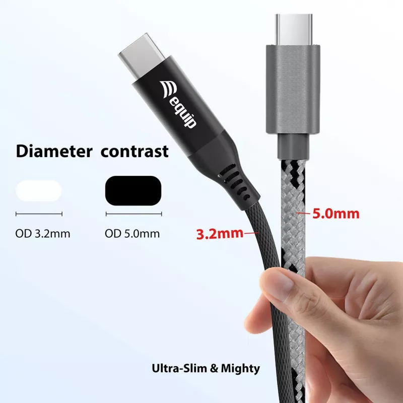 Equip USB 4 Ultra schlank C-zu-C-Kabel, 1,2 m, PD240W, 4K/60Hz, 40 Gbps, Schwarz
