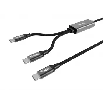 USB-C auf 2x USB-C Y-Ladekabel EQUIP 1,5 m PD 140 W, USB 2.0, Schwarz