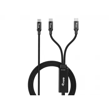 USB-C auf 2x USB-C Y-Ladekabel EQUIP 1,5 m PD 140 W, USB 2.0, Schwarz