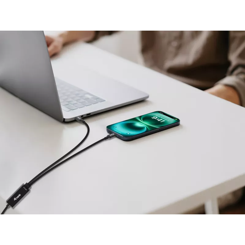 USB-C auf 2x USB-C Y-Ladekabel EQUIP 1,5 m PD 140 W, USB 2.0, Schwarz