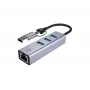 USB-C-zu-Gigabit-Netzwerkadapter mit 3-Port-USB-Hub CONCEPTRONIC ABBY25G — USB 3.2 Gen 1, 1 Gbit/s Ethernet, 3x USB-A, Aluminium, grau