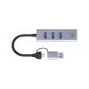 USB-C-zu-Gigabit-Netzwerkadapter mit 3-Port-USB-Hub CONCEPTRONIC ABBY25G — USB 3.2 Gen 1, 1 Gbit/s Ethernet, 3x USB-A, Aluminium, grau