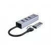 USB-C-zu-Gigabit-Netzwerkadapter mit 3-Port-USB-Hub CONCEPTRONIC ABBY25G — USB 3.2 Gen 1, 1 Gbit/s Ethernet, 3x USB-A, Aluminium, grau