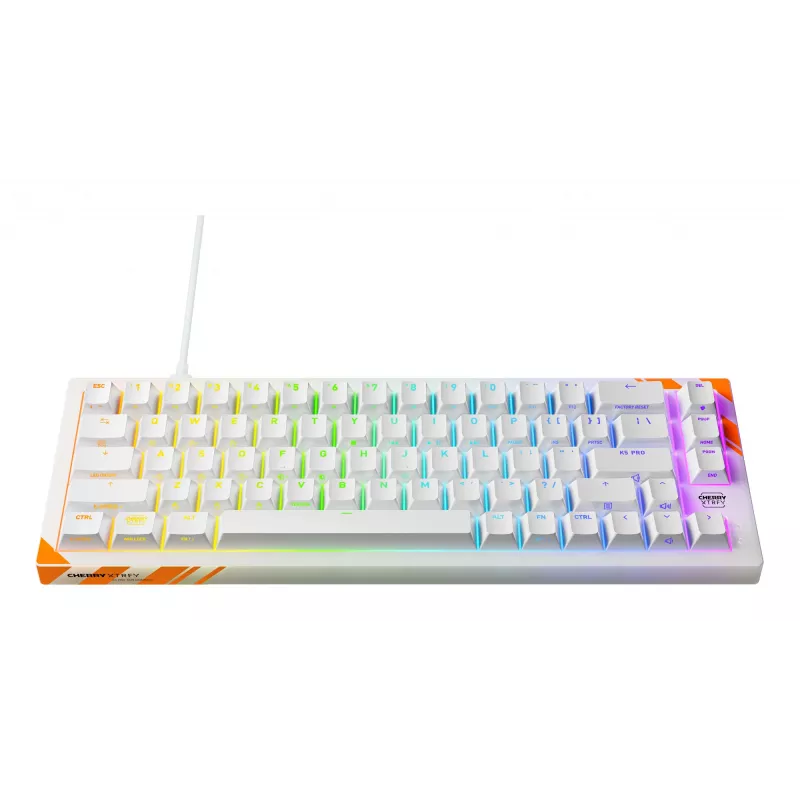 Mechanische Gaming-Tastatur Cherry K5 Pro TMR Compact 65% QWERTY US, kabelgebunden USB, RGB, Orange/Weiß