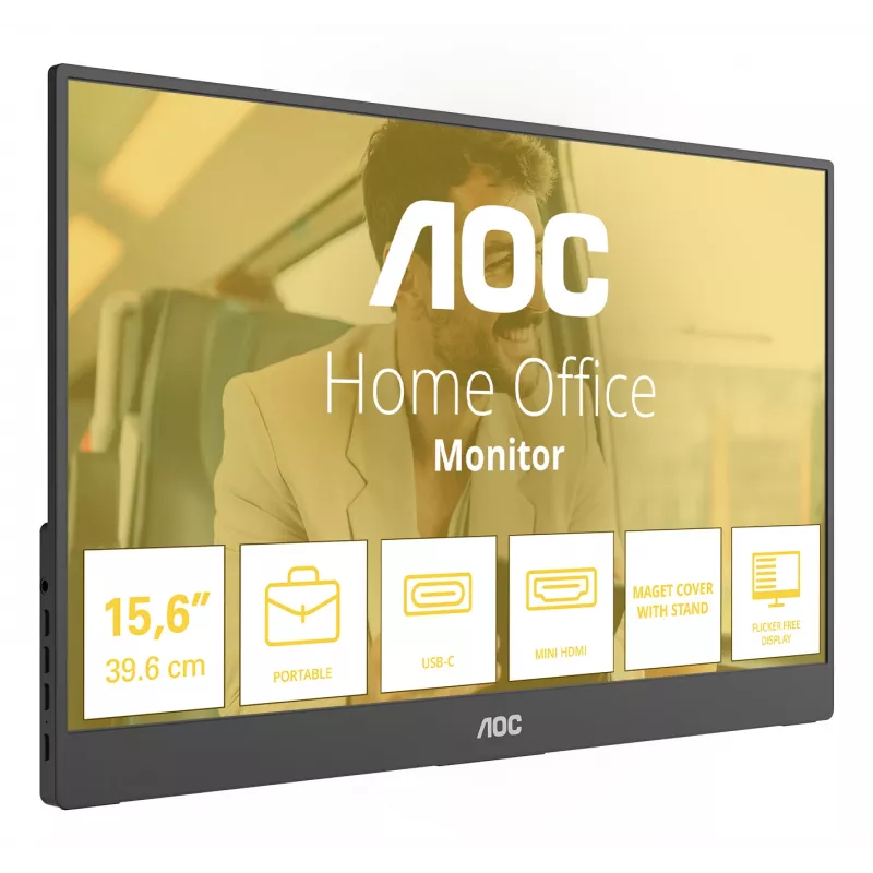 AOC 16T20E2 portabler TV/Monitor Tragbarer Monitor Schwarz 39,6 cm (15,6 Zoll) LED 1920 x 1080 Pixel