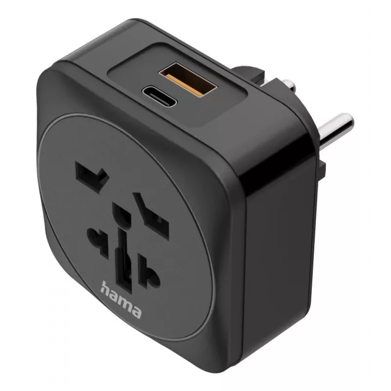 Hama 00223460 Netzstecker-Adapter Typ E/F Hybrid Universal Schwarz