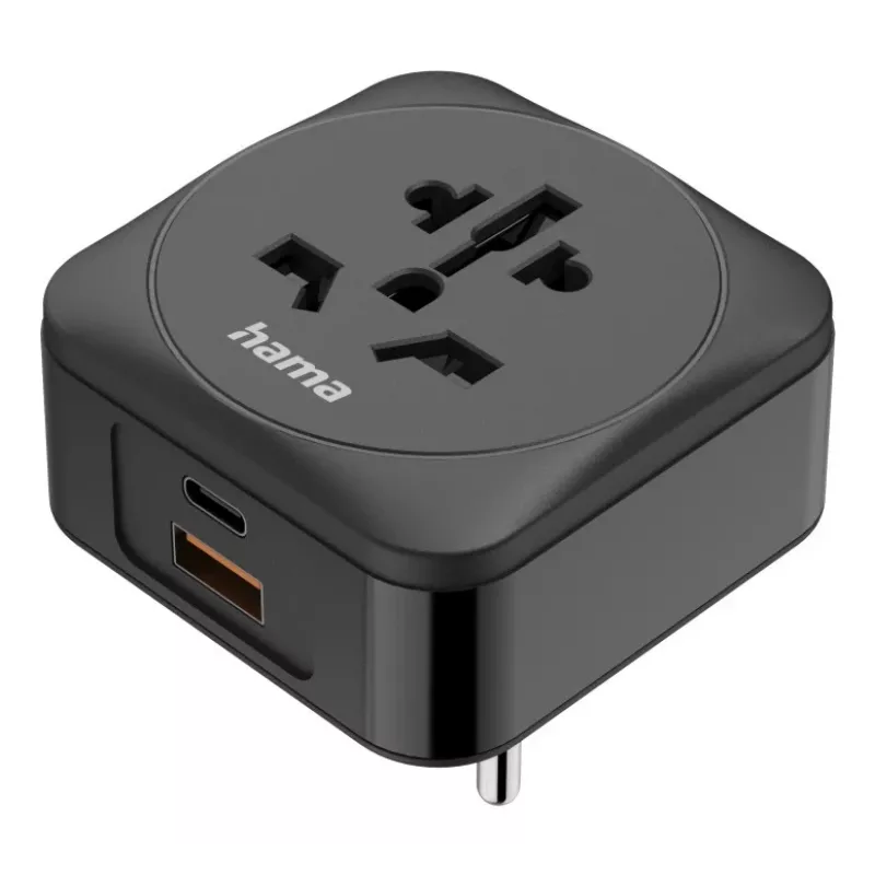 Hama 00223460 Netzstecker-Adapter Typ E/F Hybrid Universal Schwarz