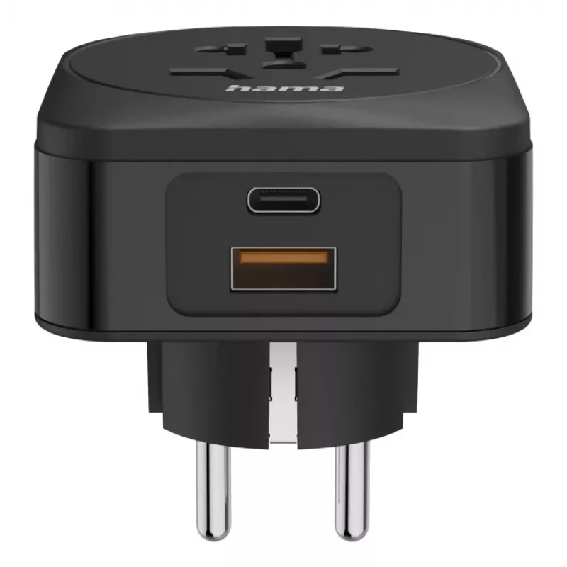 Hama 00223460 Netzstecker-Adapter Typ E/F Hybrid Universal Schwarz