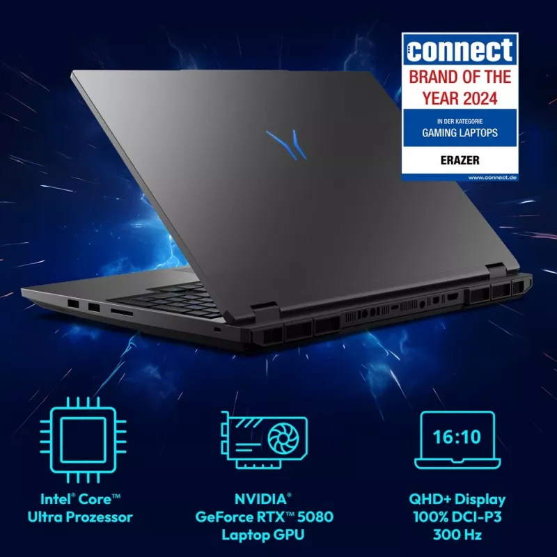 ERAZER Beast 16 X1 Intel Core Ultra 9 275HX Laptop 40,6 cm (16 Zoll) Quad HD+ 32 GB DDR5-SDRAM 2 TB SSD NVIDIA GeForce RTX 5080 Wi-Fi 6E (802.11ax) Windows 11 Home Schwarz