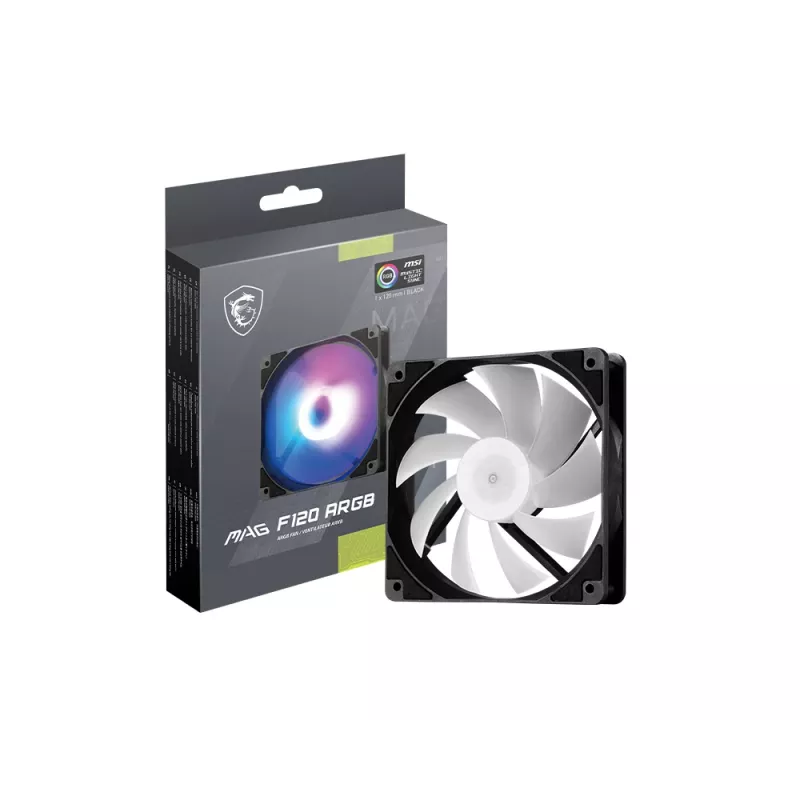 Gehäuselüfter MSI MAG F120 ARGB — 120 mm, 1300 U/min, hydraulisches Lager, schwarz