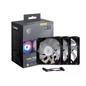 PC-Gehäuselüfter MSI MAG F120 ARGB x3 — 120 mm, 1300 U/min, hydraulisch gelagert, schwarz