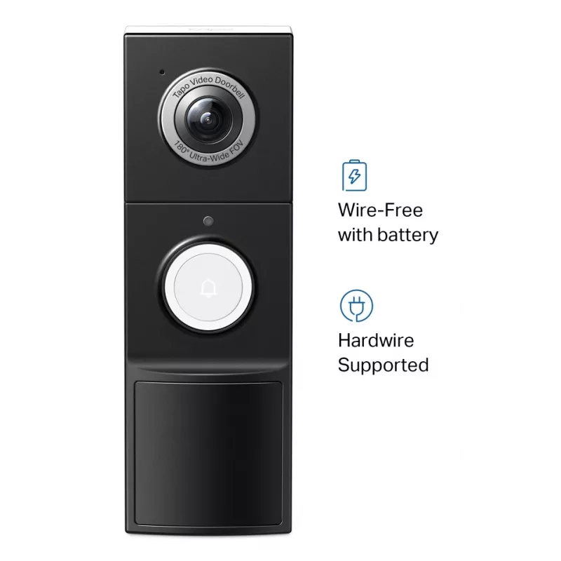TP-Link Tapo Video Doorbell Camera 1 × D235, 1 × D100C, Schwarz, Weiß, IP66, 130°, IR, Wand, CE, RoHS, RCM,R-NZ,FCC, EAC, Triman, UKCA