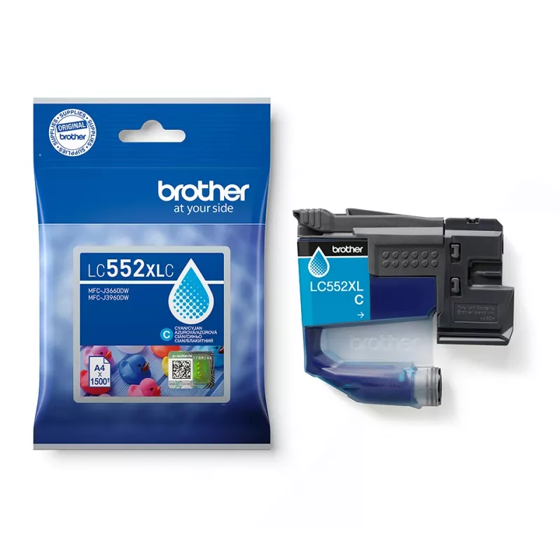 Tintenpatrone Brother LC552XLC, Original Cyan-Pigmenttinte, Einzelpackung, Reichweite 1500 Seiten