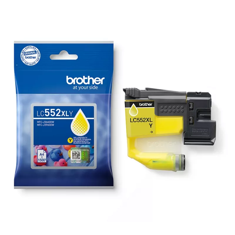Original Brother LC552XLY Tintenpatrone, Gelb, Pigmentbasiert, Einzelpack, 1500 Seiten
