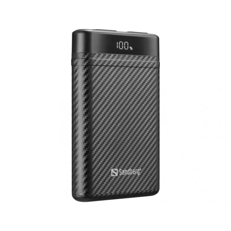 Sandberg Survivor Nano Powerbank 10000, 10000 mAh, Lithium-Ion (Li-Ion), 3,7 V, 20 W, Schwarz