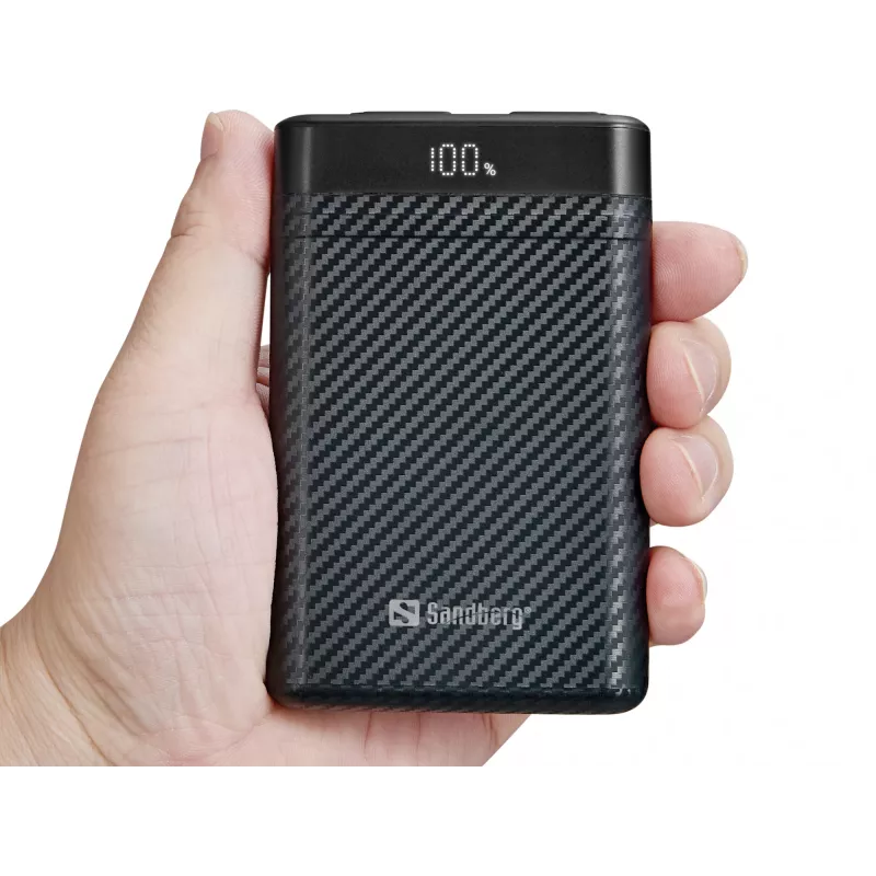 Sandberg Survivor Nano Powerbank 10000, 10000 mAh, Lithium-Ion (Li-Ion), 3,7 V, 20 W, Schwarz