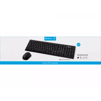 Sandberg Wireless Office DesktopSet INT, Wireless, RF Wireless, Membrane, QWERTY, Schwarz, Maus inklusive