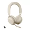 Jabra Evolve2 75 - USB-A MS Teams - Beige, Wireless, Büro/Callcenter, 20 - 20000 Hz, 197 g, Headset, Beige