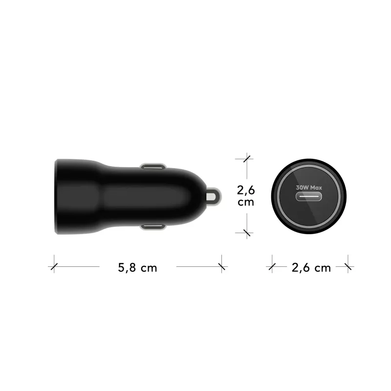 dbramante1928 re-charge - Auto-Ladegerät USB-C 30W - BLK, Auto, Zigarettenanzünder, Schwarz