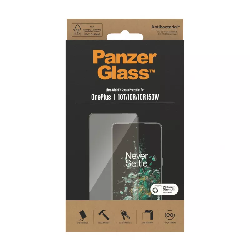 PanzerGlass ® Displayschutz OnePlus 10T | 10R | 10R | 150W | Ultra-Wide Fit | Schwarz