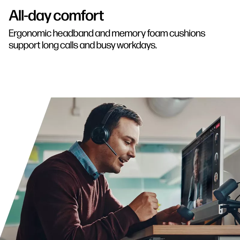 HP Poly Voyager Focus 2 Microsoft Teams Certified USB-C-C Headset +USB-C/A Adapter