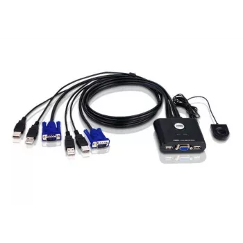 ATEN 2-Port USB VGA KVM Switch, 2048 x 1536 Pixel, QXGA, 0,14 W, Schwarz
