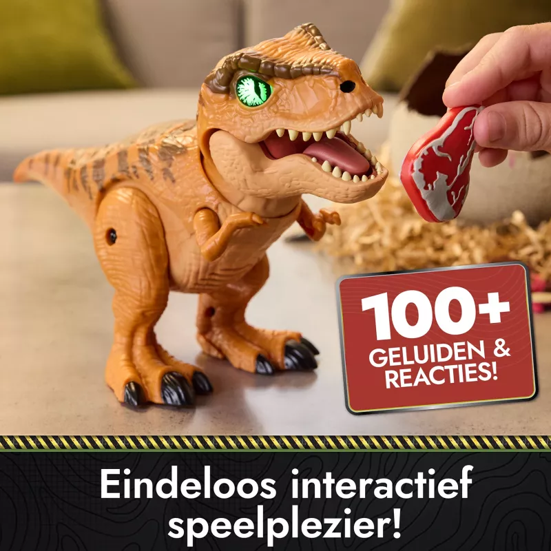 Jurassic World Primal Hatch interaktives Spielzeug-Dinosaurier & Ei, Schlüpfen & Trainieren deines eigenen Baby-Dinos mit über 100 Geräuschen & Reaktionen, Kinderspielzeug für Jungen & Mädchen ab 5 Jahren