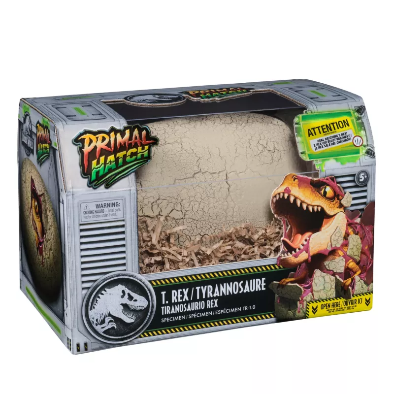 Jurassic World Primal Hatch interaktives Spielzeug-Dinosaurier & Ei, Schlüpfen & Trainieren deines eigenen Baby-Dinos mit über 100 Geräuschen & Reaktionen, Kinderspielzeug für Jungen & Mädchen ab 5 Jahren