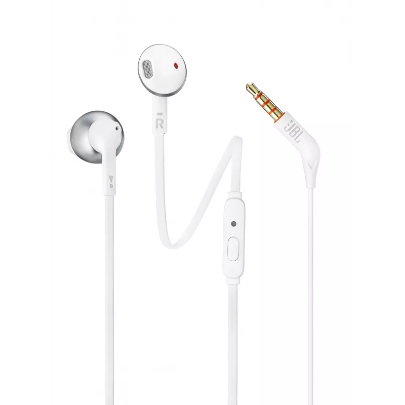 JBL Tune 205, Kabelgebunden, 20 - 20000 Hz, Anrufe/Musik, 14,3 g, Headset, Chrom, Weiß
