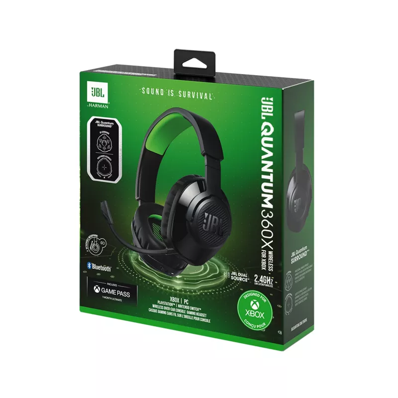 JBL Quantum 360X Headset Kabellos Kopfband Gaming USB Typ-C Bluetooth Schwarz, Grün