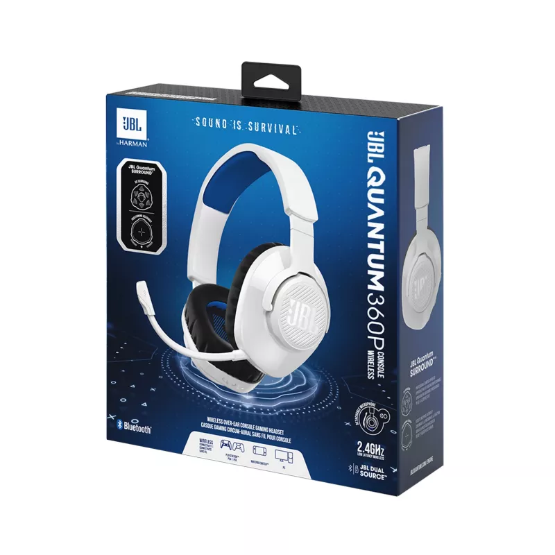 JBL Quantum 360P Headset Kabellos Kopfband Gaming USB Type-C Bluetooth Blau, Weiß